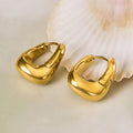 Rounded Triangle U Hoop Earrings in Gold and Silver Tone view 4