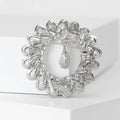 Round Teardrop Crystal Brooch in Four Colors for Jackets, Coats, and Scarves view 2
