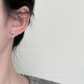 Rose Gold Baguette Bow Teardrop Zircon Drop Stud Earrings view 2