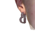 Pale Pink Crystal Open Heart Outline Stud Earrings view 5