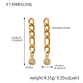 Long Linked Crystal Bar Drop Earrings in Polished Gold Tone view 6