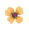 Gold Tone Purple Flower Crystal Two Designs Metal Brooch Pin view 1