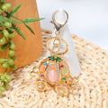 Gold Cat Eye Pumpkin Carriage Keychain Rhinestone Charm view 8
