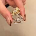 Gold Silver Rocking Horse Open Ring Crystal Pave Accents view 2