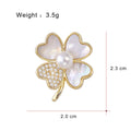 Six Floral Branch and Clover Pearl Look Metal Brooch Designs view 10