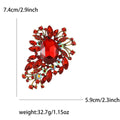 Large Red Crystal Floral Cluster Brooch with Gold Tone Frame view 4