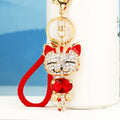 Jeweled Lucky Cat Keychains with Braided and Bare Wrist Loop Options view 10