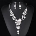 Black Silver Tone Champagne Floral Vine Crystal Five Designs Metal Necklace and Earring view 6