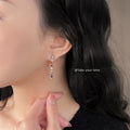 Silver Multicolor CZ Linear Drop Earrings Rainbow Bar view 2