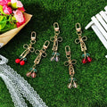 Gold Bow Cherry Bead Keychains Lobster Clasp Five Colors view 1