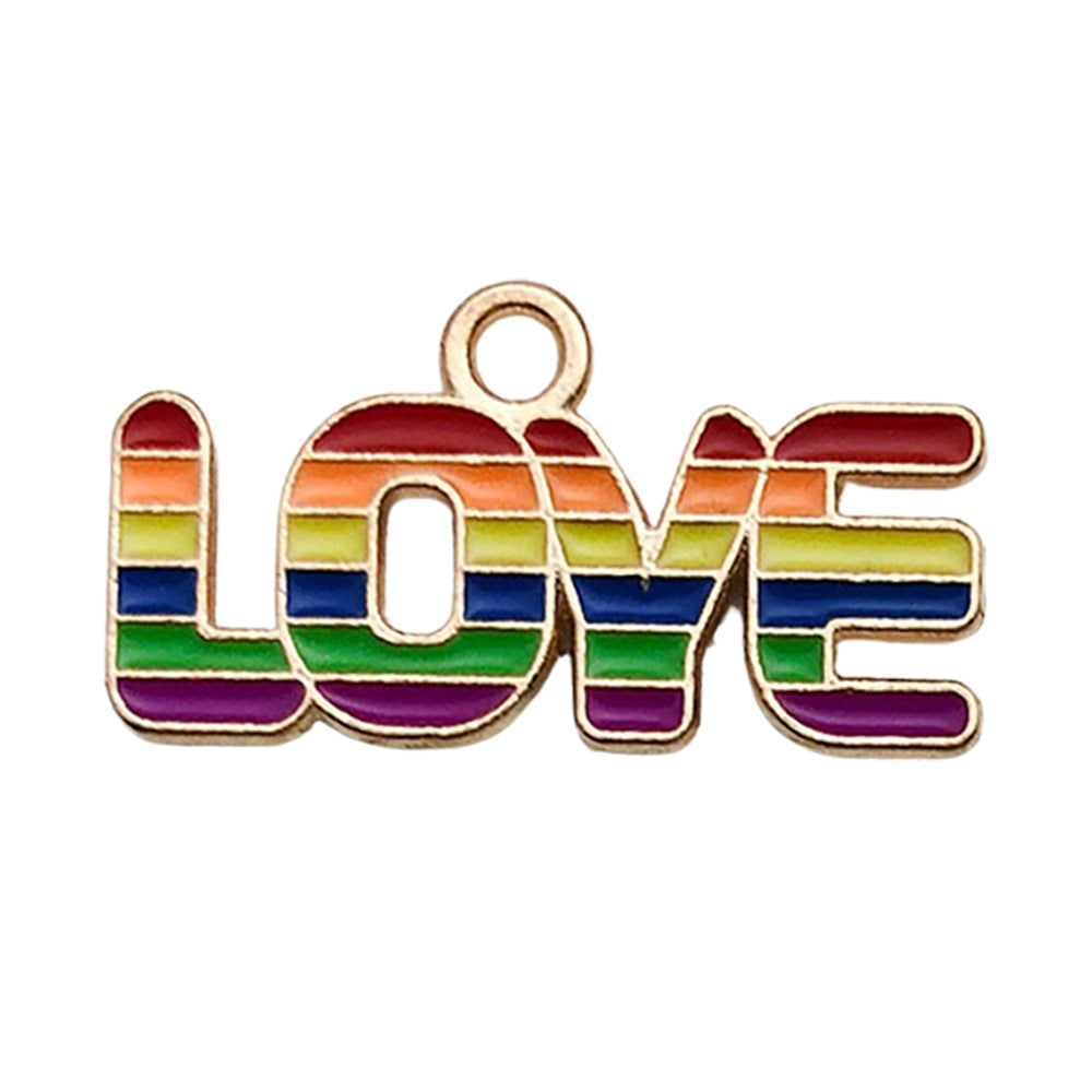 Colorful Enamel Zinc Alloy Rainbow Heart Charm Pendant for Bracelet Necklace DIY