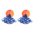 Red Disc and Blue Filigree Drop Earrings Fashion Earrings view 5