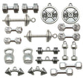 Antique Silver Dumbbell and Barbell Metal Charms with 38 Listed Options view 1