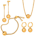 Gold Box Chain Sliding Sphere Necklace Bracelet Earrings view 5