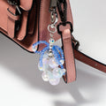 Blue Crystal Bow Bead Keychain Heart Clasp Iridescent Balls view 2