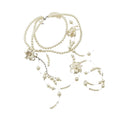White Flower Pearl Layered Long Necklace Statement Jewelry view 5