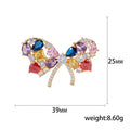 Gold Tone Multicolor Crystal Bow Brooch Pin Clear Accents view 5
