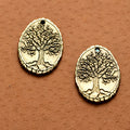 Double-Sided Oval Tree of Life Alloy Pendant 25x17mm