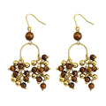 Gold Tiger Eye Stone Tassel Chandelier Drop Earrings Pair view 5