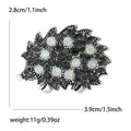 Crystal Hedgehog Brooch Black Opal Stones Gold Silver view 6