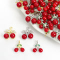 Tiny Red Cherry Enamel Metal Jewelry Charms, 4 Designs view 1