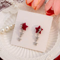 Red Velvet Star Silver Multi Star Tassel Drop Earrings view 3