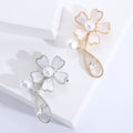 Mother of Pearl Flower Pearl Brooch Gold Silver Tones view 2