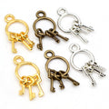Mini Key Ring Charms with Three Dangling Keys in Four Finishes view 1