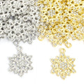 Openwork Crystal Snowflake Charms in Gold and Silver Tones view 4
