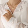 Mini Handbag Pendant Necklace Shell Pearl Gold Steel view 1