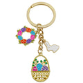 Colorful Easter Basket Rabbit and Egg Metal Keychain Pair view 5