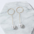 Gold and Silver Round Hoop Bar Pearl Look Dangle Earrings view 5