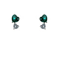 Green Heart Zirconia Stud Earrings Clear Heart Drop view 5