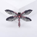 Dragonfly Brooch in Metal with Open Wings Set with Multicolor Crystals view 7