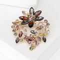 Floral Crystal Wreath Brooch in Blue or Brown Purple view 4