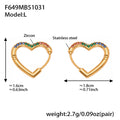 Gold Heart Outline Zircon Huggie Earrings Multi Color view 6