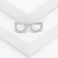 Crystal Eyeglasses Brooch in Gold and Silver Tones view 7