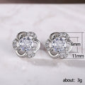 Silver Tone Flower Frame Clear Stone Center Stud Earrings view 5