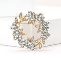 Crystal Leaf Wreath Brooch in Three Metal Finishes view 2