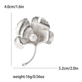 Ginkgo Leaf Brooch Matte Metal Pearl Center Stem Pin view 6