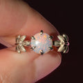 Opal Look Leaf Ring in Gold and Silver Tones Polished Jewelry view 3