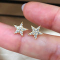 Crystal Star Stud Earrings in Gold Tone with Clear Crystal Details view 3
