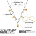 Star Moon Charm Necklace Bracelet Set Two-Tone Steel view 8