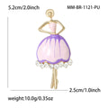 Ballerina Dress Brooch in Purple or Red With Crystal Drops view 5