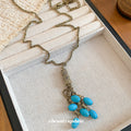 Turquoise Blue Stone Tassel Necklace Fashion Jewelry view 2