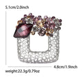 Openwork Square Brooch with Mixed Blue Crystals for Jackets and Scarves view 7