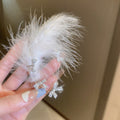 White Feather Bow and Butterfly Ear Cuffs with Crystal Accents view 7