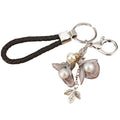Pearl Wire Flower Pom Pom Keychains in Fifteen Pictured Colors view 5