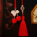 Crystal Peach Rearview Mirror Tassel Car Ornament with Plain Hanger view 4