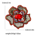 Striped Petal Flower Brooch with Large Crystal in Six Colors view 4
